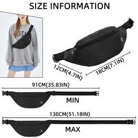 Hao Zhu Bum Bag Running Belt 3 Pockets Adjustable Black