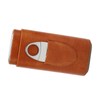 Cigar Case 3 Finger Cedar Wood Lining Portable Faux Leather