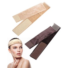 BARRU Pack of 2 Elastic Wig Grips, Wig Headband Accessories, Adjustable Wig Grip, Seamless Headband for Wig, Sport, Yoga (Skin Colour + Brown)