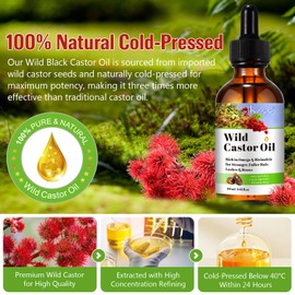 IKZEE Castor Oil, Organic Wild Castor Oil, Cold Pressed Castor Oil for Hair Growth, Eyebrow Nourishment, and Skin Hydration