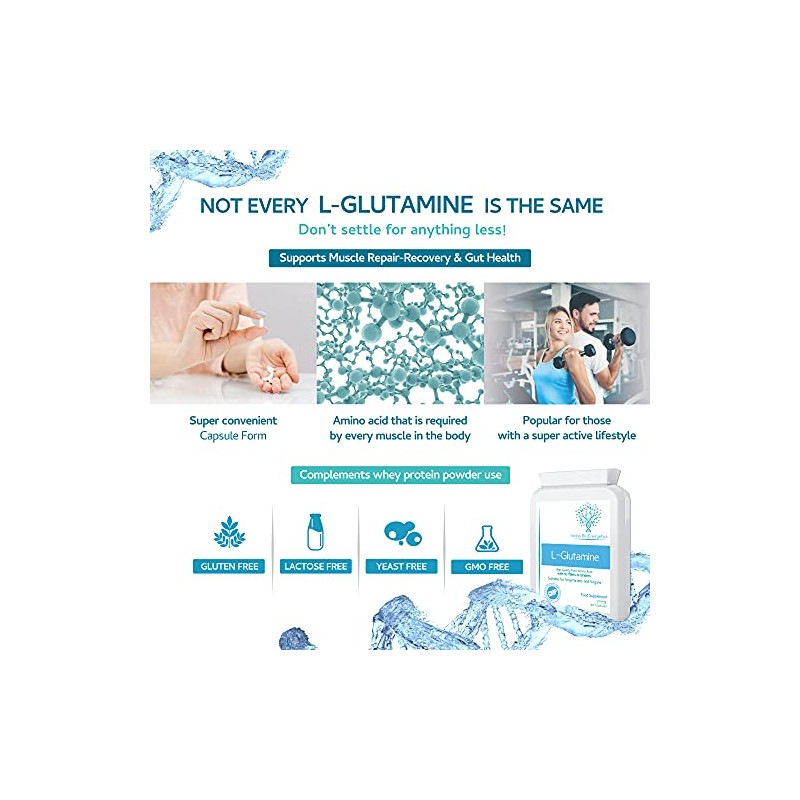 L-Glutamine 500mg 90 Capsules - Pure Amino Acid with no