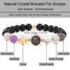 GolbalJew Scorpio Zodiac Bracelets Healing Crystal 12 Constellations Protection Stone