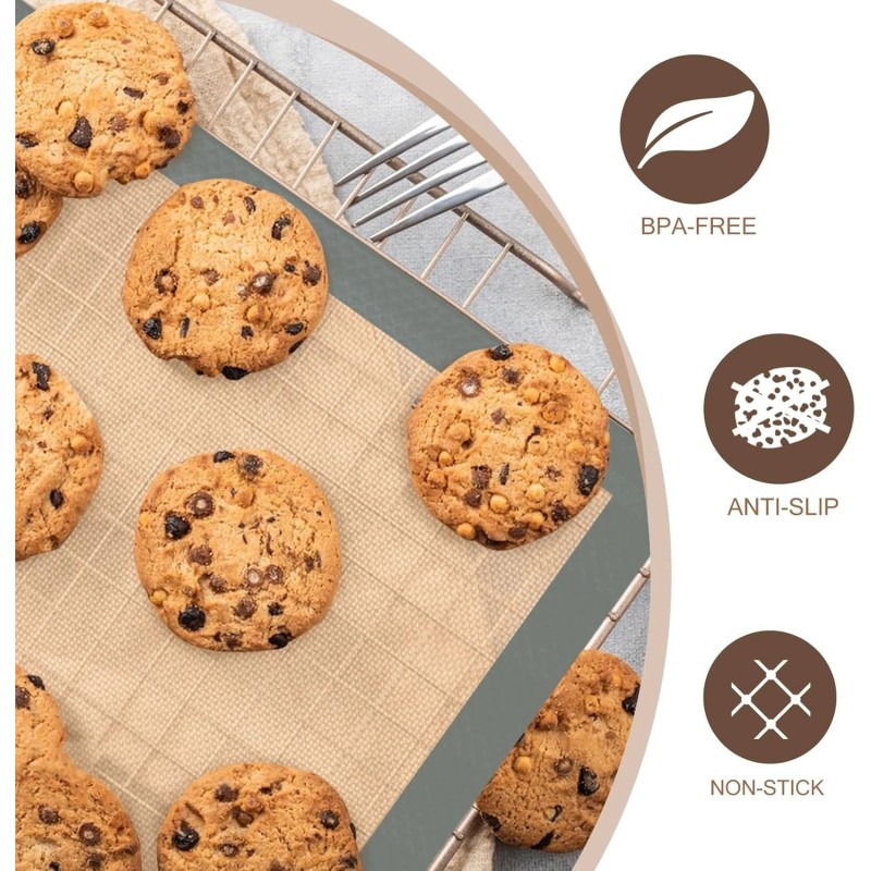 Koolstuffs Silicone Baking Mat, 3 Pack Reusable Baking Mat, Non-Stick,