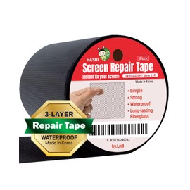 HA SHI Screen Repair Kit for Windows or Doors (4" x 15FT, Black) 3-Layer Strong Adhesive Tape, Made in Korea, Ease-Installation Fiberglass Covering Mesh