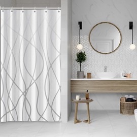 Uiiooazy Ombre Grey White Striped Small Bathroom Shower Curtain 36"x72"