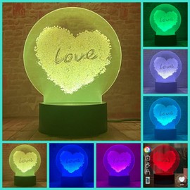 Fanrui Valentines Day Gifts Love Heart-Shaped Night Light, 16 Colors & Remote Control Table Lamp,Anniversary Romantic Festival Birthday Gifts for Him Her, for Girlfriend Boyfriend Couple Men Women