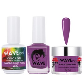 WAVEGEL Soak-Off Gel, Nail Lacquer & Acrylic/Dip Powder Matching Set - Simplicity Collection - #W80 Dancing Sugar Plums