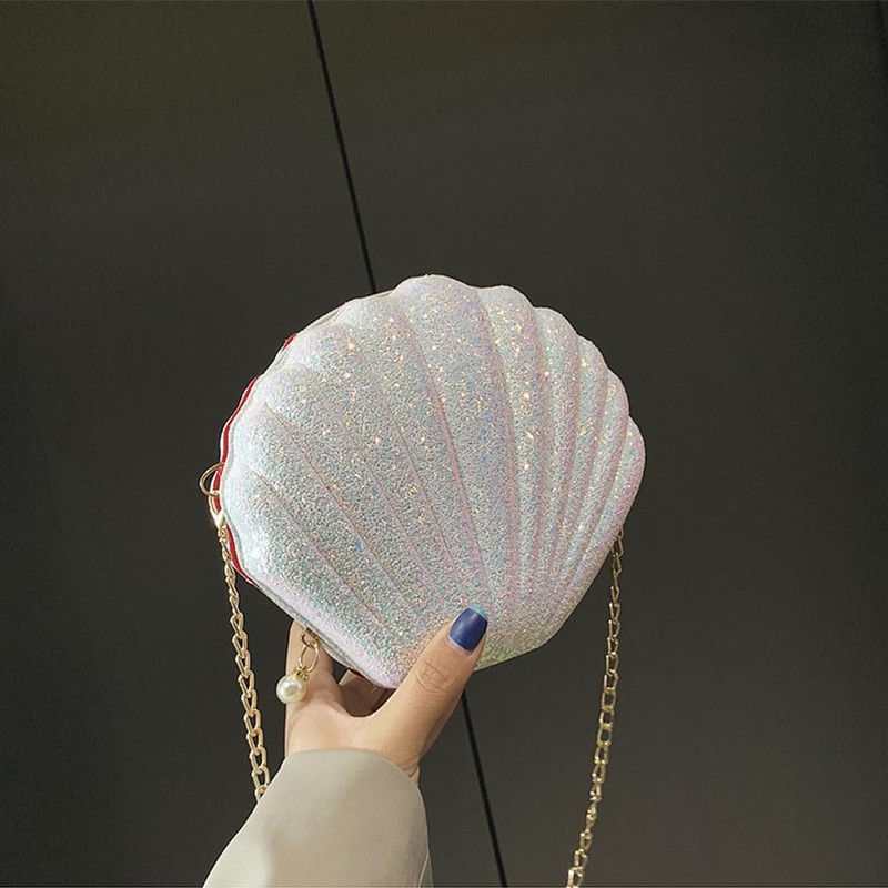 HuaMuDM Women's Shell Bag Sequins Chain Bag Girls Women Glitter