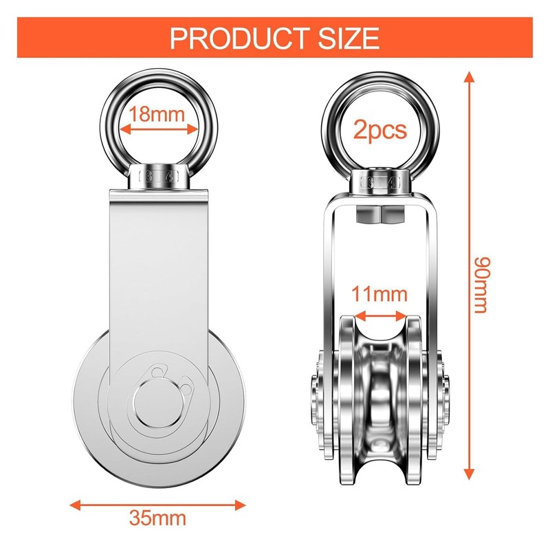 Byttlerom Cable Pulley Wheel Stainless Steel Swivel Pulley Block Silence