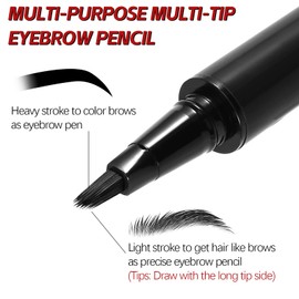 Apooliy Waterproof Eyebrow Pen，Long Lasting Eyebrow Pencil，Creates Hair-Like, Natural-Looking, 3D Eyebrows,Eye Brow Makeup Pen for Women