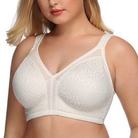 DotVol Women's Full Coverage Minimizer Bra Comfort Wirefree Non Padded Plus Size Everyday Bra(40DD, White)