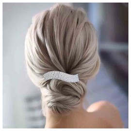 Xduargs Wedding Crystal Rhinestone Hair Clip Vintage Crystal Paved Hair Clips Sparkly Crystal Cz Barrette Head Clips Crystal Cz Bridal Hair Clip Headpieces for Women Headdress(Silver)