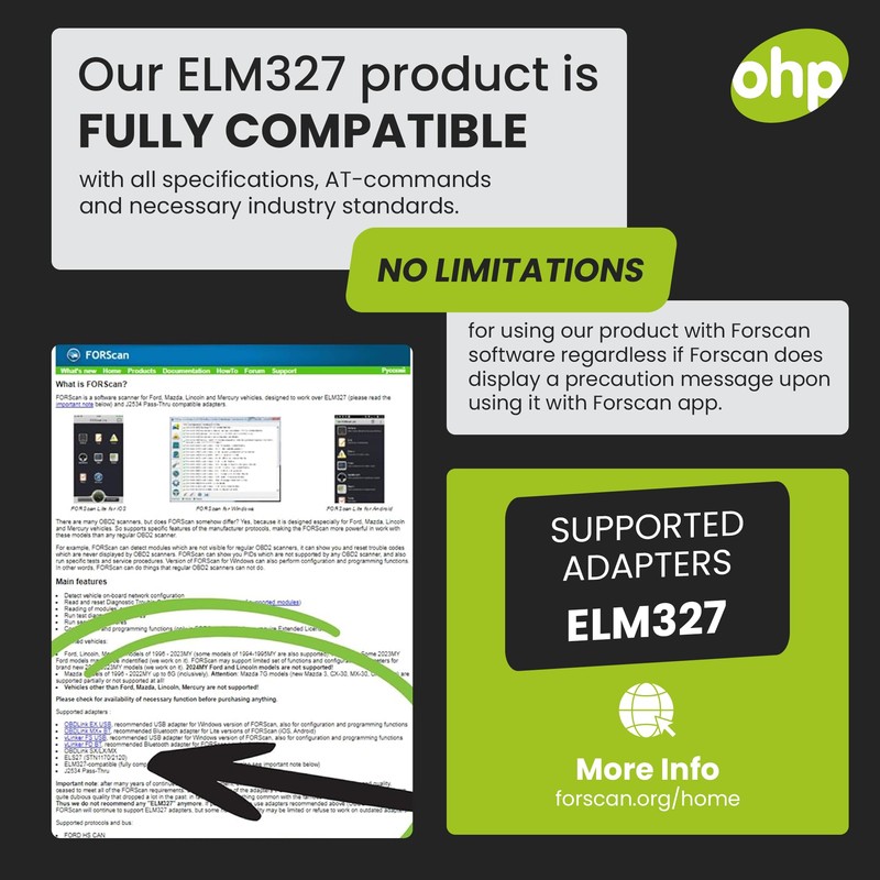 OHP FORScan ELM327-based OBD2 to USB Diagnostic Scan Tool with