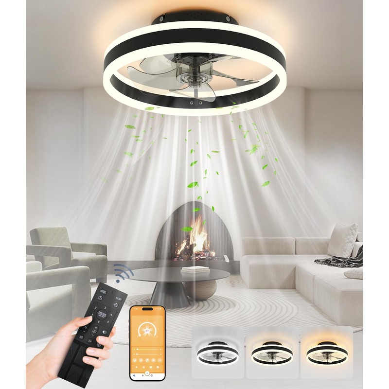 Nalezuns Ventilator Deckenleuchte, LED Deckenventilator für die Fernbedienung unter den