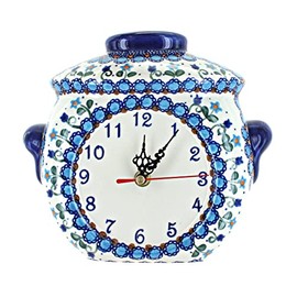 Blue Rose Polish Pottery - Blue Savannah Wall Clock - 7.5" x 10" - Perfect Kitchen or Living Room Accent, Collectible Home Décor