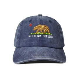 Hepandy Embroidered California Bear Baseball Hats, California Bear (Washed Navy Blue), One Size