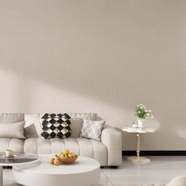 FUKU MON Beige Yellow Grasscloth Fabric Wallpaper 23.6" X 393" Thick Classic Neutral Grassweave Contact Paper for Walls Cabinets Bedroom Counter Top Liners Fireplace