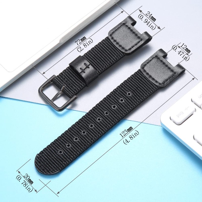 MCXGL Cloth/Leather Strap Replacement for Casio SGW-100 GW-3000B GW-3500B PAS-400B