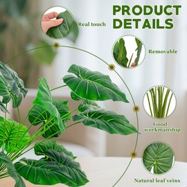 Artificial Faux Alocasia Tree Leave Plants - 4PCS 28'' Tall Fake Alocasia Leaf Plant Indoor Outdoor, Large Faux Floor Plant for Living Room Bathroom Bedroom Plants Decor, Farmhouse Home House Decor