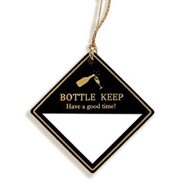 YOUYUELI Bottle Keep Tags, Bottle Keeper Tags, Paper Tags with Gold String, Bottle Name, Home Bar Labels, Disposable, Commercial Use, Izakaya, Bar, Restaurants, Club Use (Square, 50 pieces)