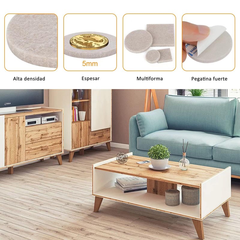 KITCHEN CHOICE Almohadillas para Muebles,100Pcs Almohadillas de Fieltro Autoadhesivas para