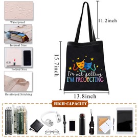 BDPWSS Theatre Tote Bag Drama Actor Actress Gift Comedy Tragedy Mask Theatre Bag I'm Not Yelling I'm Projecting Travel Pouch (Yelling projecting BLTG)