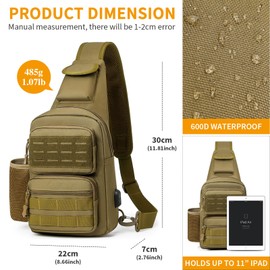 HUNTVP Tactical Chest Bag Men's Sling Bag Military Shoulder Bag Tactical Chest Bag MOLLE Crossbody Bag for Everyday Travel Hiking Camping