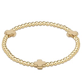 Enewton Signature Cross Gold Pattern 3MM Bead Bracelet, Gold