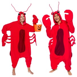 Adult Lobster Costume - Plush Animal Onesie - One Piece Pajama by FUNZIEZ! (X-Large) Red