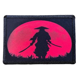 Samurai Moon Dual Swords Morale Patch Removable Hook and Loop for Molle Gear, Operator Hat, Rucksack, Pack Bag, Backpack, Made in The USA