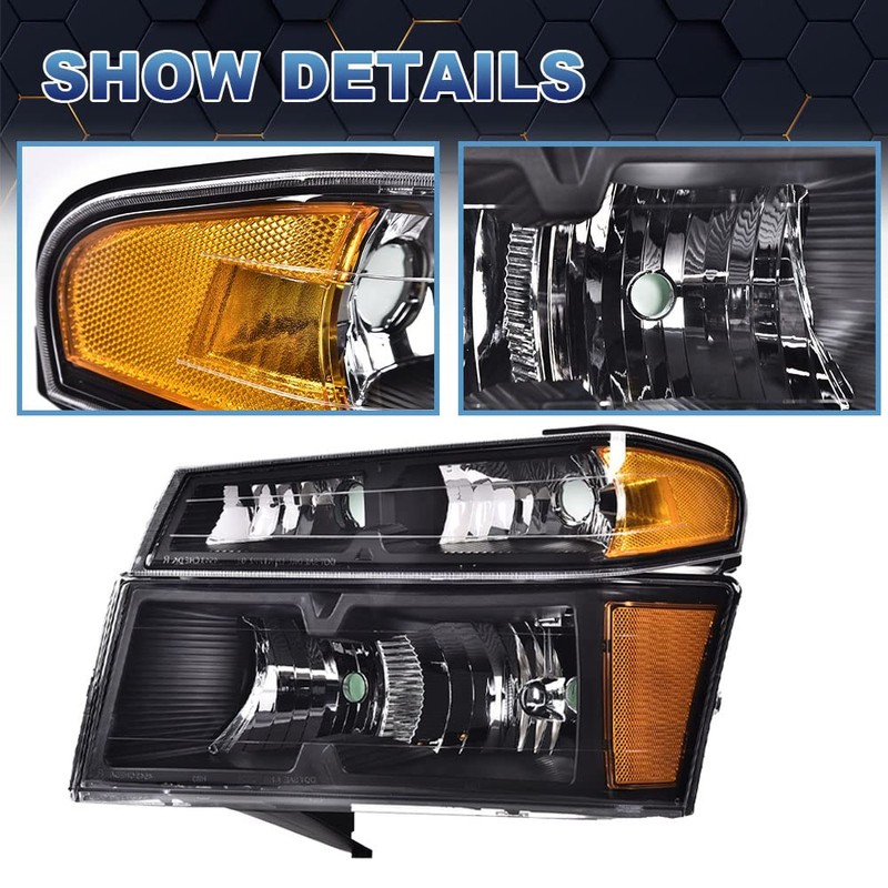 PIT66 Headlight Assembly Compatible with 2004-2012 Chevy Colorado/04-12 GMC Canyon/06