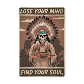 Spiritual Journey Tin Sign 8X12IN Native American Quote Metal Art for Meditation Room & Boho Wall Decor