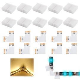 Lpolkvemelh 20 PCS 4 Pin RGB LED Light Strip Connectors, 10 mm L Shape Solderless Connector, Easily DIY LED Light Connector Kit Compatible for 5050 SMD Multicolor LED Strips