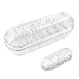 Kabel Aufbewahrungsbox, Kabelorganizer Box, Kabelaufbewahrung, Herausnehmbare Trennwand, 7 FäCher Transparente Kabel Organizer Box mit 6 Kabelbindern für Schreibtischablage, Schreibwaren, Ladekabel