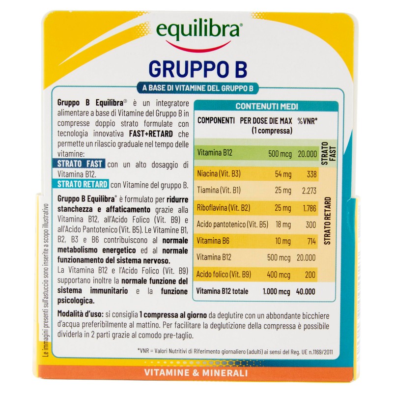 equilibra, Vitamine Gruppo B, Alto dosaggio B12 1000 mcg con