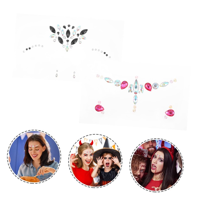 WOONEKY 2sheets Rhinestone Face Gems Stickers for Body Art of
