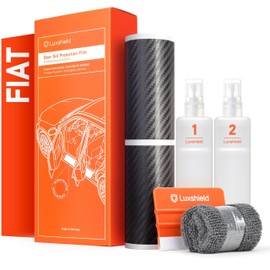 Luxshield Car Door Sill Protectors for Fiat 500 312 I 2008-2024 - Paint Protection Film for Car Kick Plates Panel Covers Carbon