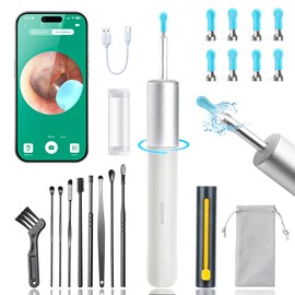 Ear Wax Removal,1080P Ear Cleaner with Camera,Earwax Remover Tool with 8 Pcs Ear Set,Camera with 6LED Light,Ear Cleaner for iOS & Android(Grey)