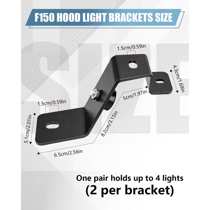 NORTHYUN Dual Light Bar Hood Mounting Brackets for F150 2015–2025