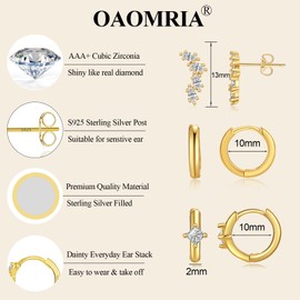 OAOMRIA Earring Sets For Multiple Piercing,Dainty Gold Earrings For Women Gold Earring Stacks Small Huggie Hoops Dainty Gold Dangle Earrings Stackable Earrings