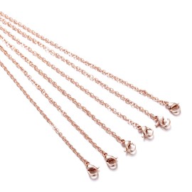 10pcs/Pack 20'' Rose Gold Plated Link Chain Stainless Steel Chain Necklace with Clasp for Jewelry Making (50cm (20'')-Rose Gold)
