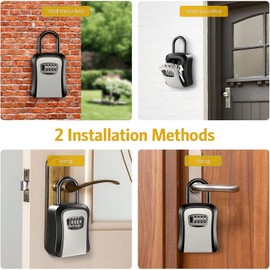 WAYAMY Caja Fuerte De Almacenamiento De Llaves Montada En La Pared, Caja para Llaves Cerradura con Código de 4 Dígitos, Caja para Llaves Extraíble, Adecuado para el Hogar, Fábrica (Gris)