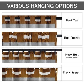 StangH Gold Brown Velvet Blackout 108 inches Long for Fall Decor Heavy Thick Thermal Insulated Hook Belt Back Tab Liner Curtains for Living Room Bedroom, W52 x L108, 2 Panels