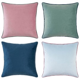 MONDAY MOOSE Decorative Throw Pillow Covers Cushion Cases, Set of 4 Soft Velvet Modern Double-Sided Designs, Mix and Match for Home Decor, Pillow Inserts Not Included (20x20 inch, Pink/Blue)