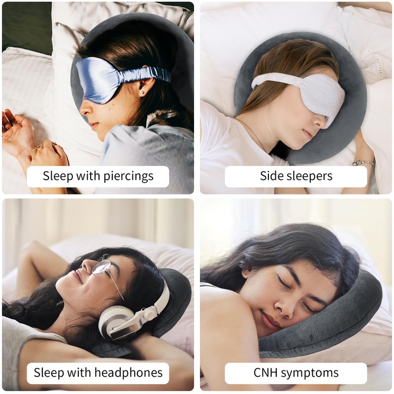 Ear Piercing Pillow with Removable Pillowcase, Adjustable Padding Side Sleeper