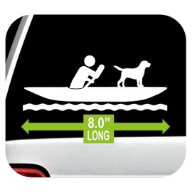 Guy Kayaking with Dog Kayak Decal Sticker for Car Window BG 690