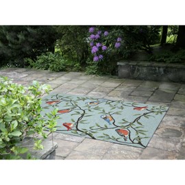 Liora Manne 2270/04 Aqua Ravella Bird on Branches Indoor/Outdoor Rug, 3'6" X 5'6", Blue