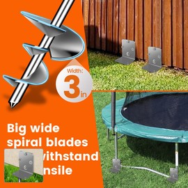 Ground Anchors Screw in Trampoline Stakes Heavy Duty Mobile Home Shed Anchors - Storage Shed Anchor Kit - Playset Swing Anchors - Stakes for Fence,Carport,Garden (Silver, 4 x 14in)