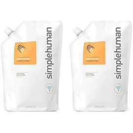 simplehuman Mandarin Orange Moisturizing Liquid Hand Soap Refill Pouch, 34 Fl. Oz. (Pack of 2)