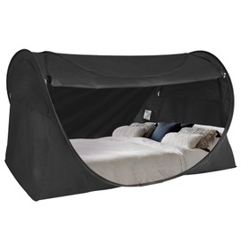 Alvantor Full Size Bed Tent, Pop Up Bed Canopy Easy Setup Blackout and Breathable Mesh Sleepping Tent Lightweight Dream Tent with Carry Bag for Indoor Outdoor Use- Full/Black